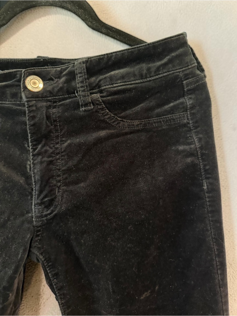 American Eagle Outfitters Black Velvet-Look Skinny Pants - Picture 5 of 10